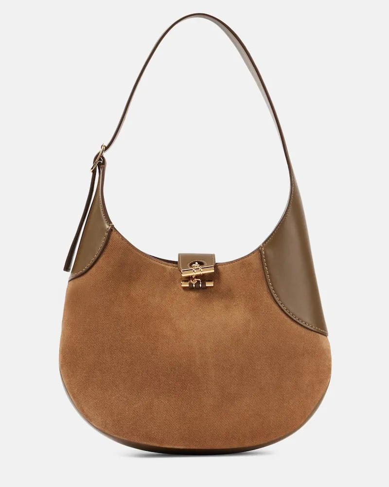Loro Piana Schultertasche Bobbin Medium aus Leder Braun