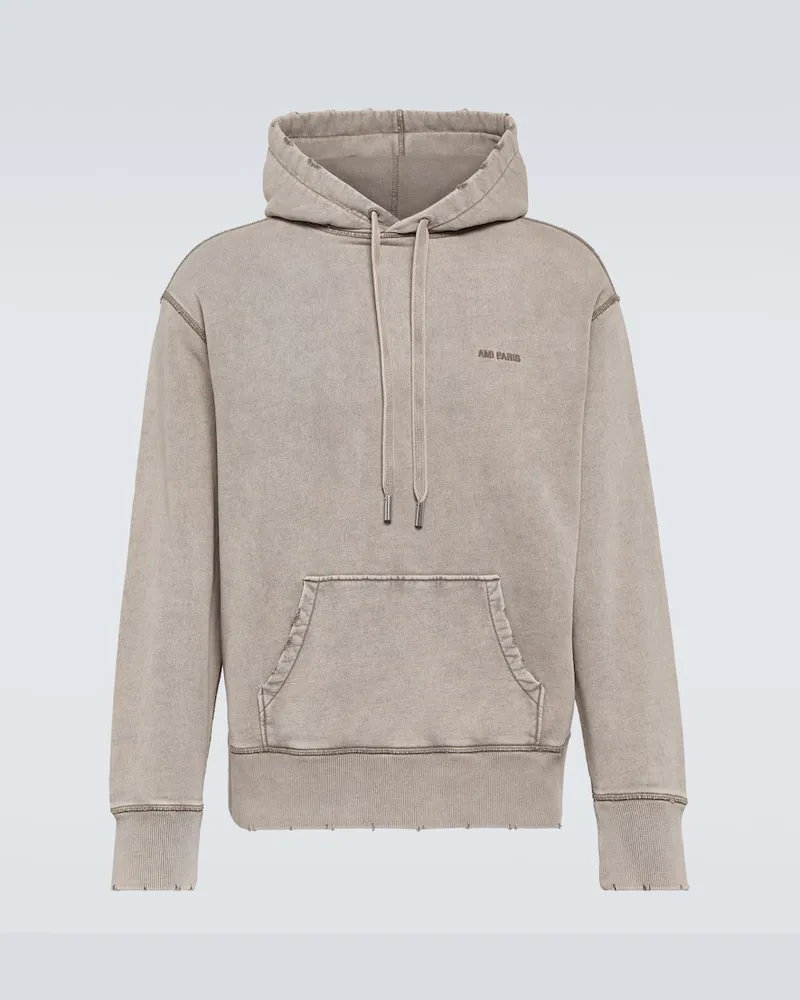 AMI Paris Hoodie aus Baumwoll-Jersey Beige