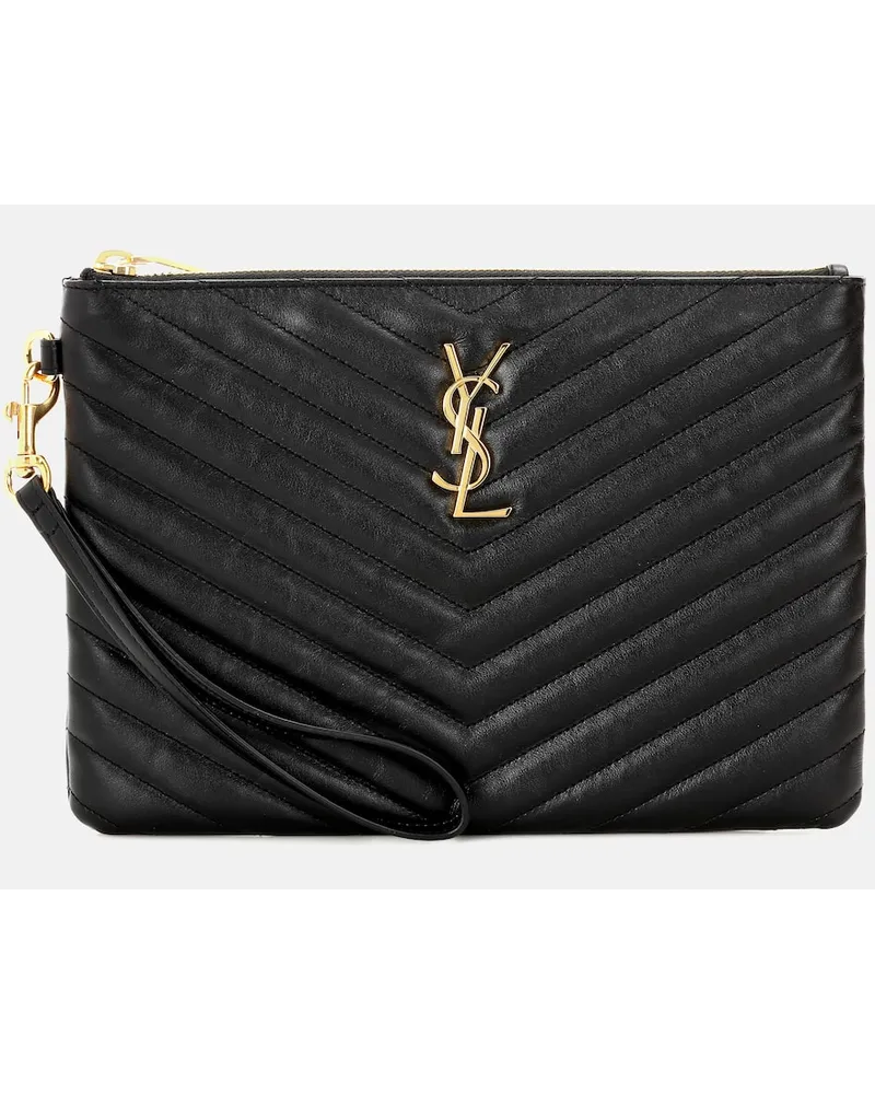 Saint Laurent Clutch Cassandre aus Matelassé-Leder Schwarz