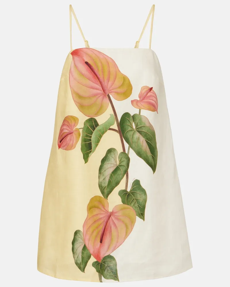 FARM Rio Minikleid Anturium Golden aus Leinen Gelb