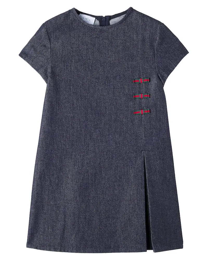 Gucci Kleid Web Stripe aus Denim Blau