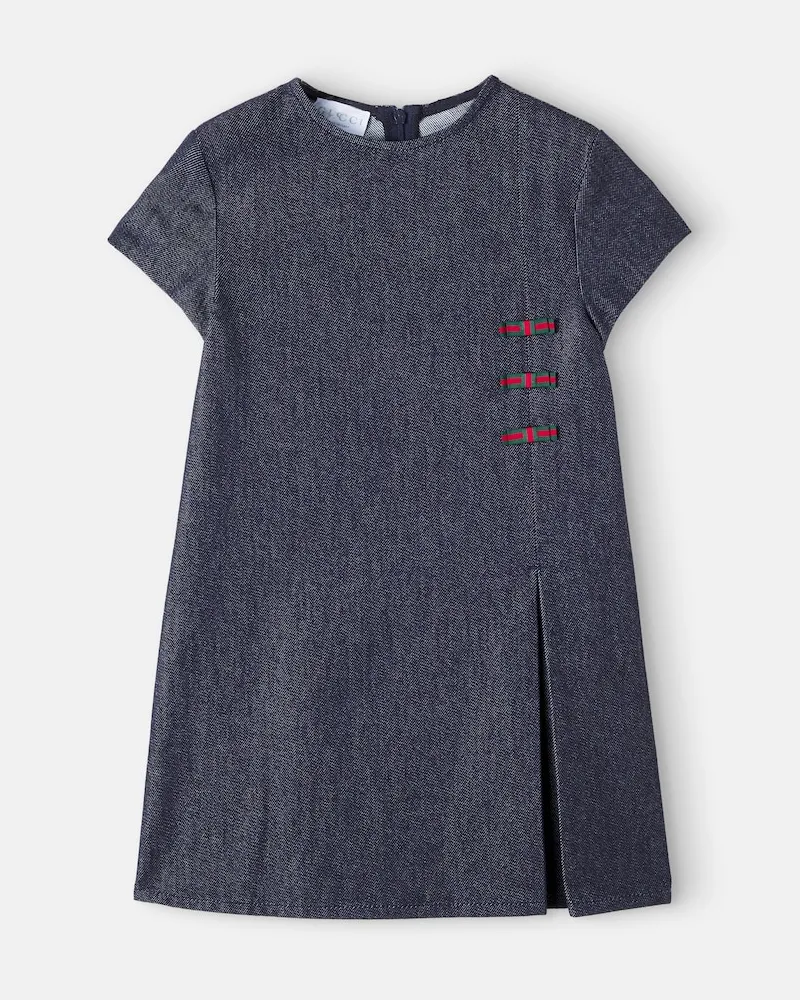 Gucci Kleid Web Stripe aus Denim Blau