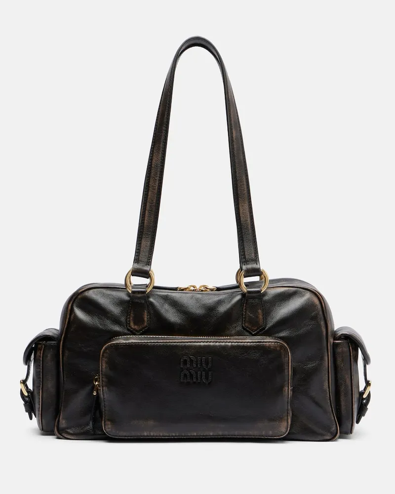 Miu Miu Schultertasche Pocket aus Leder Braun