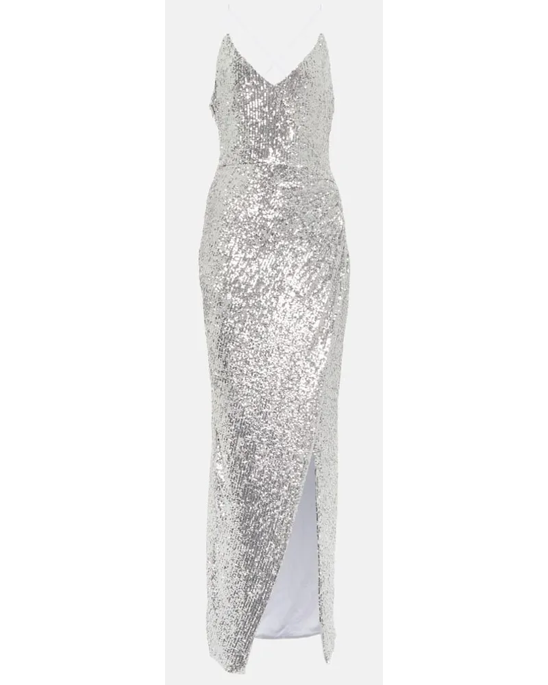 Balmain Robe mit Pailletten Silber