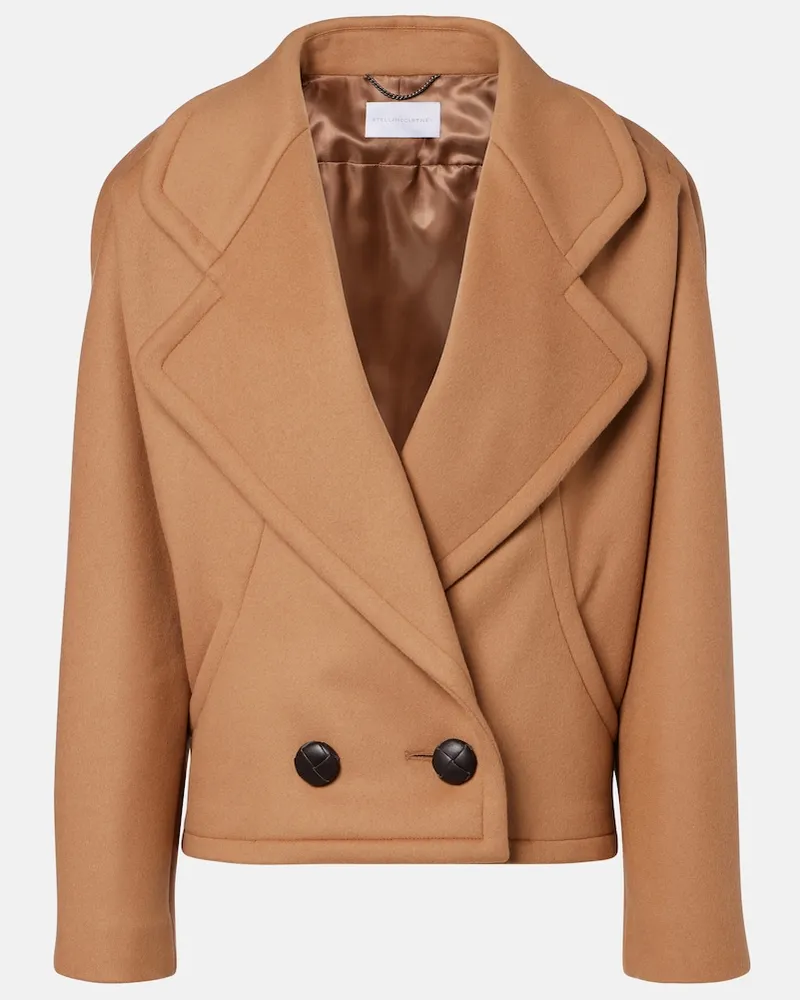 Stella McCartney Cropped-Peacoat aus Wolle Beige