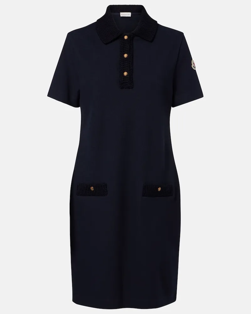 Moncler Kleid aus Baumwoll-Piqué Blau