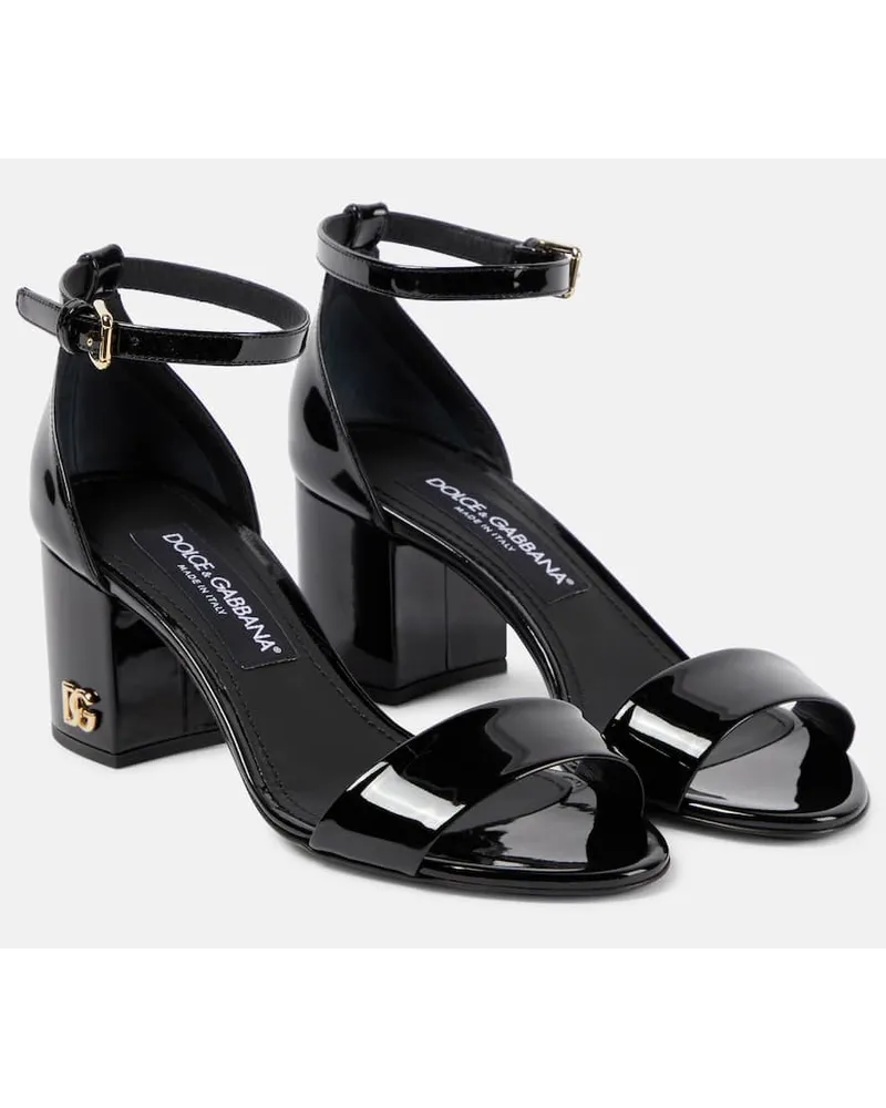 Dolce & Gabbana Sandalen aus Lackleder Schwarz