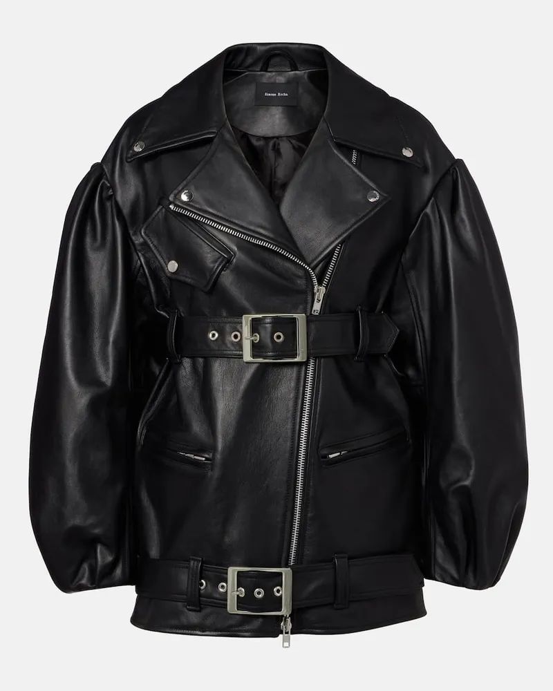 Simone Rocha Lederjacke Schwarz