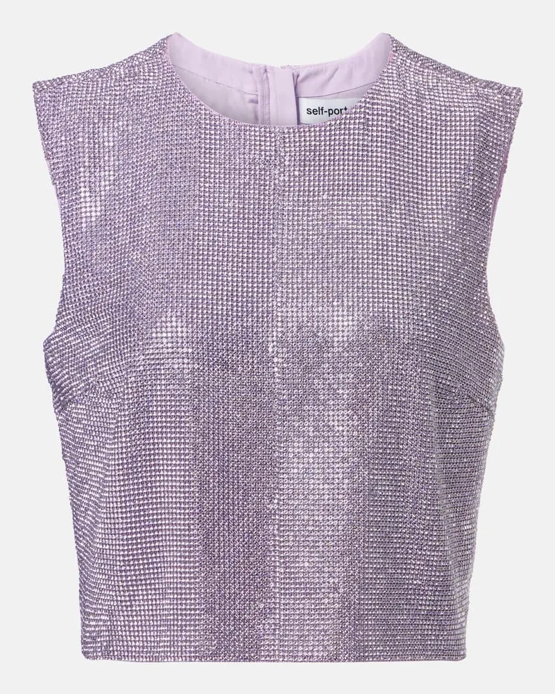 Self-Portrait Top mit Kristallen Violett