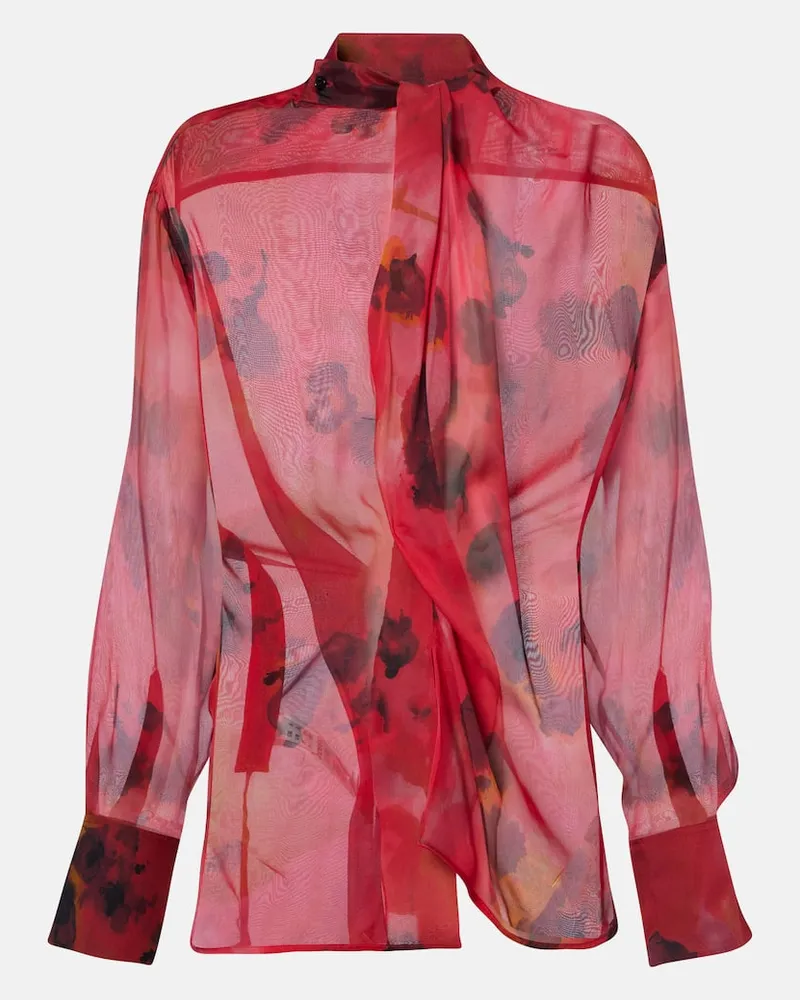 Victoria Beckham Bedruckte Bluse aus Seide Rot