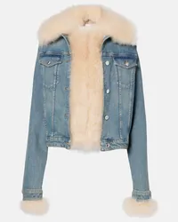 Blumarine Jeansjacke mit Shearling Blau