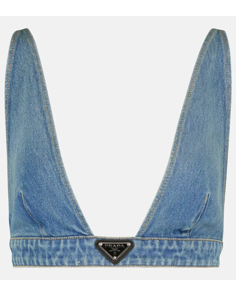 Prada Bralette aus Denim Blau
