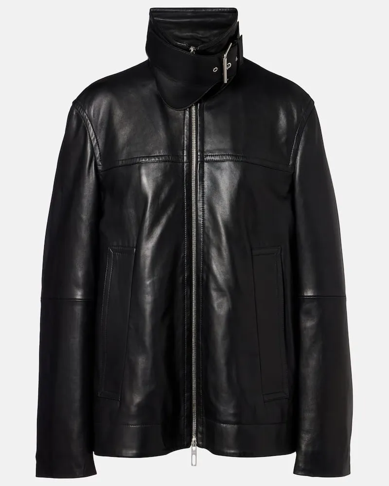SPORTMAX Oversize-Lederjacke Schwarz
