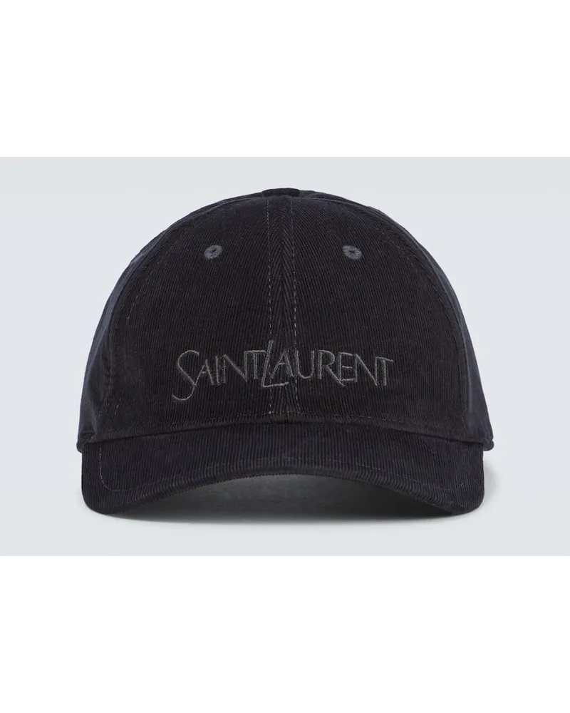 Saint Laurent Baseballcap aus Cord Schwarz