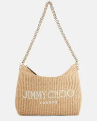 Jimmy Choo Schultertasche Callie aus Raffiabast Beige