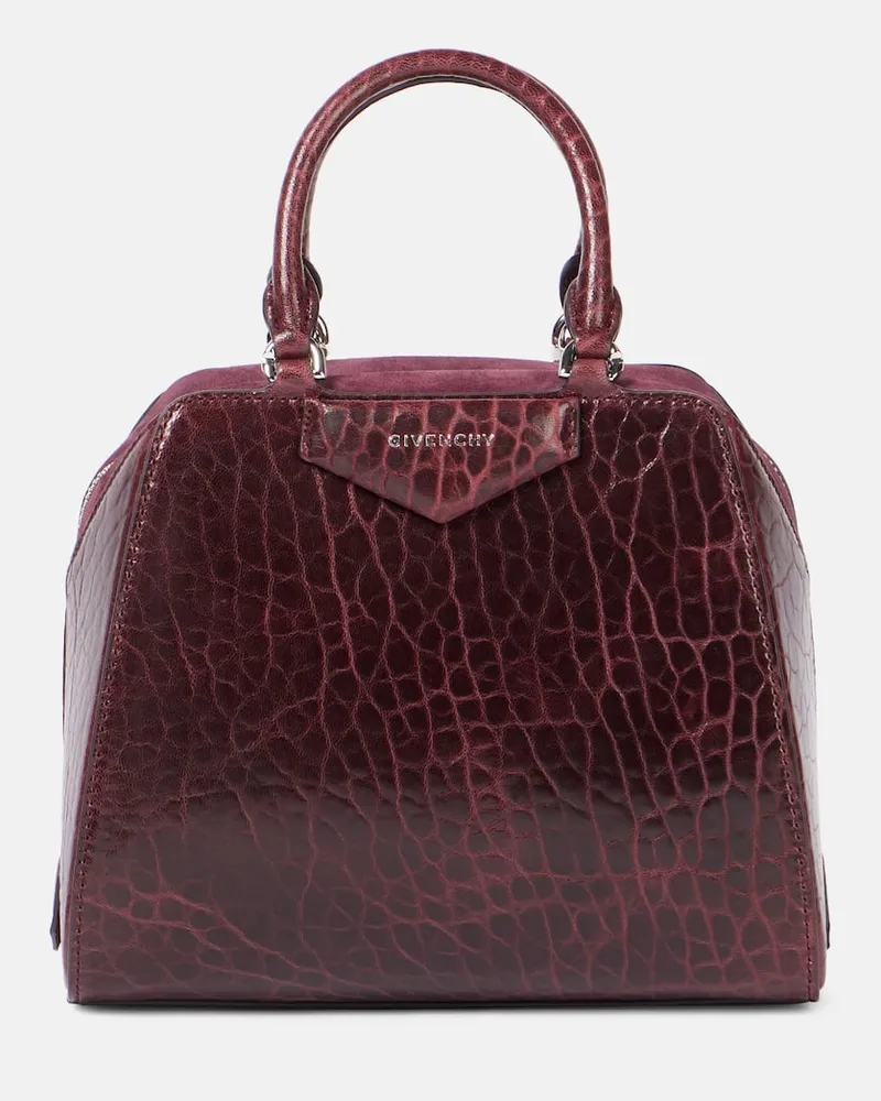 Givenchy Tote Bag Antigona Cube Mini aus Lackleder Burgund