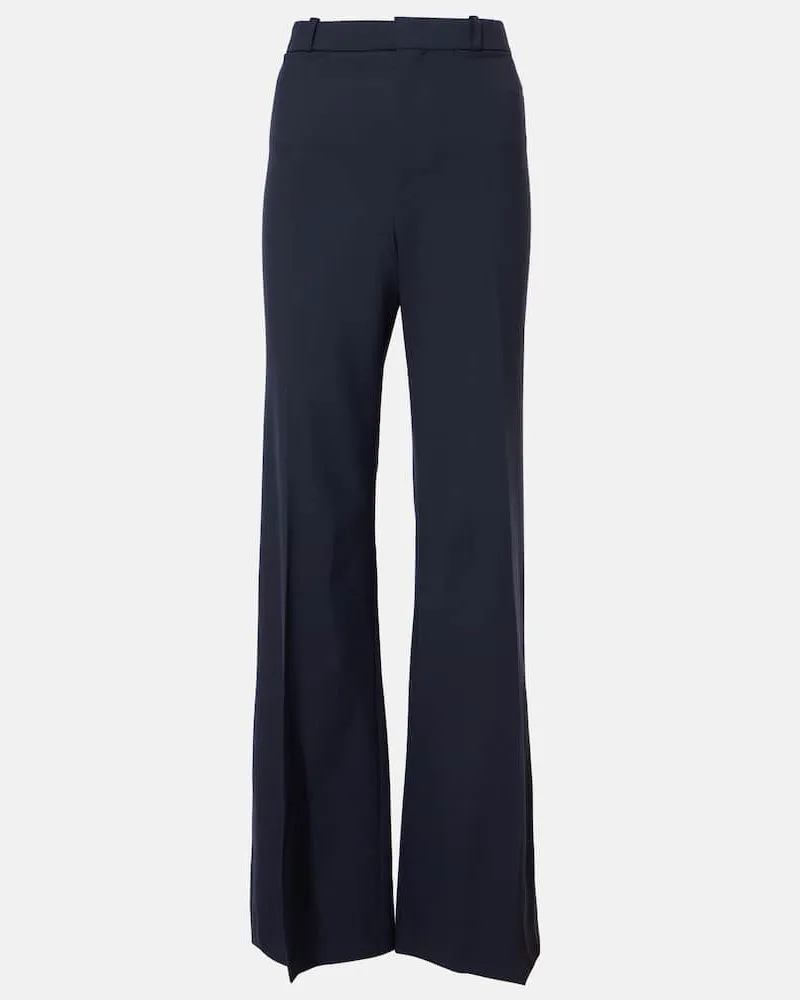 Chloé Chloé Weite High-Rise-Hose aus einem Wollgemisch Blau
