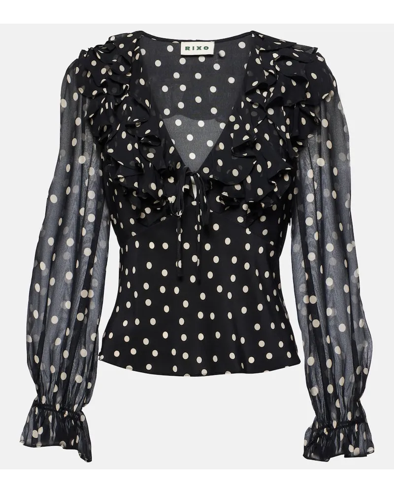 RIXO Bluse Lasca aus Seide Schwarz