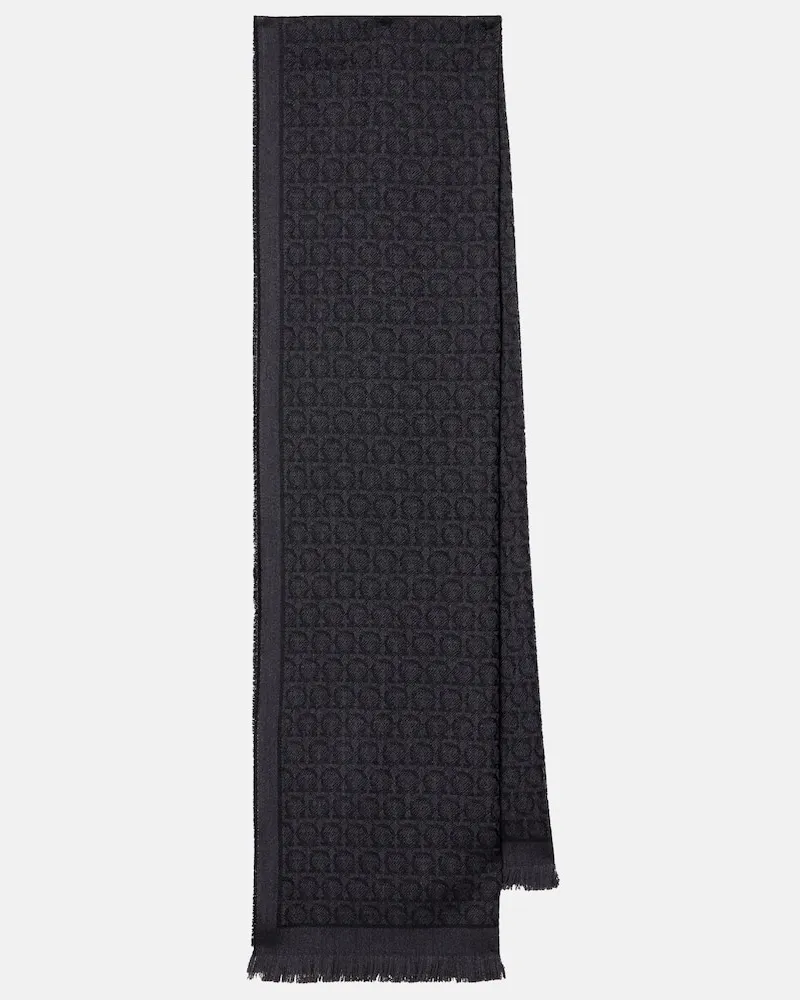 Ferragamo Schal Gancini aus Woll-Jacquard Schwarz