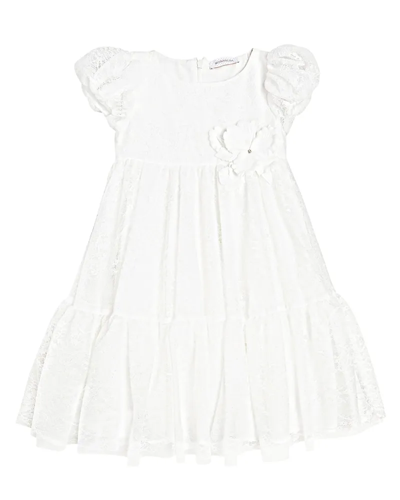 Monnalisa Verziertes Kleid aus Spitze Weiß