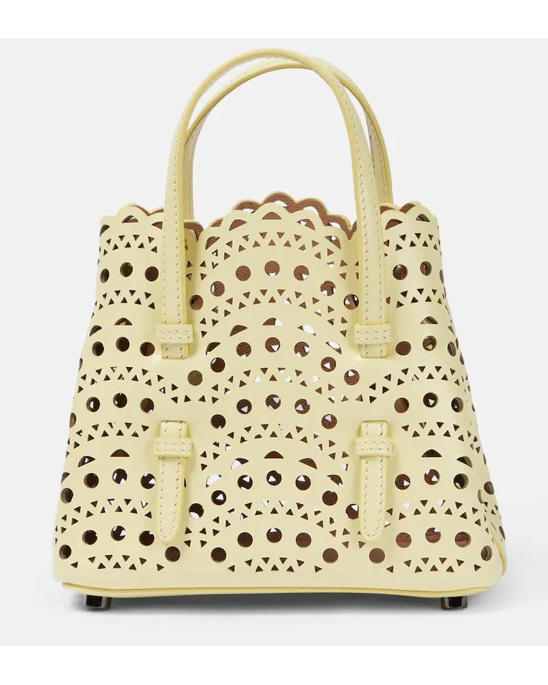 Alaïa Alaia Tote Mina 16 Vienne Wave aus Leder Gelb