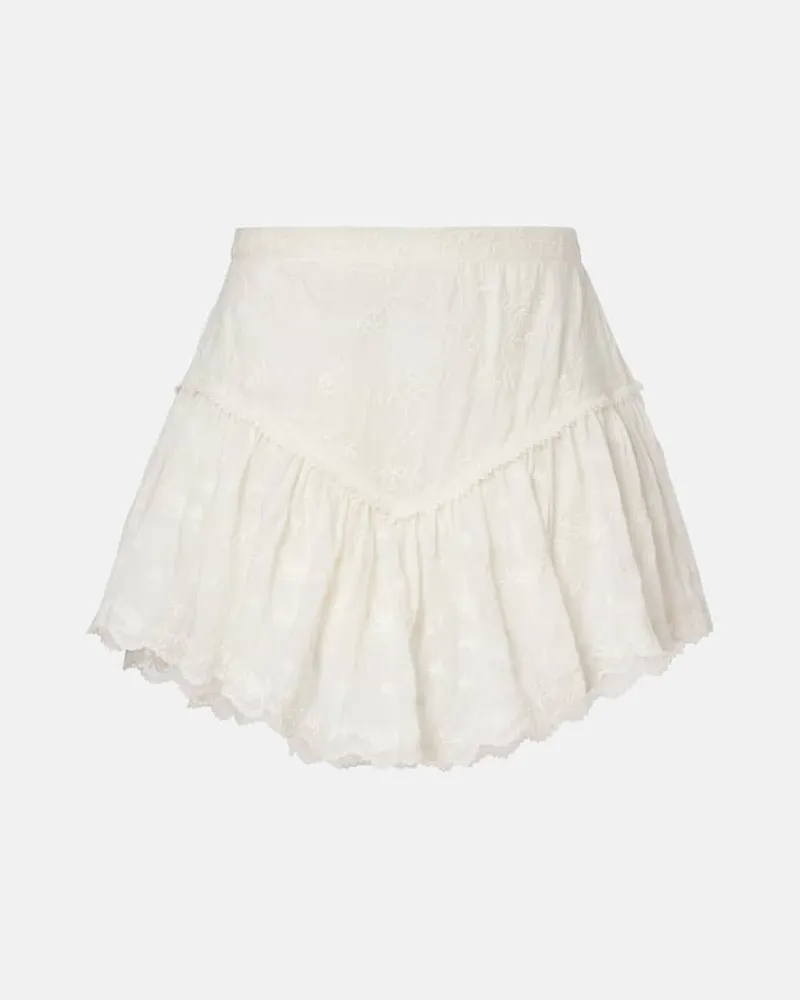 Isabel Marant Bestickte Shorts Zoelia aus Baumwolle und Seide Weiß