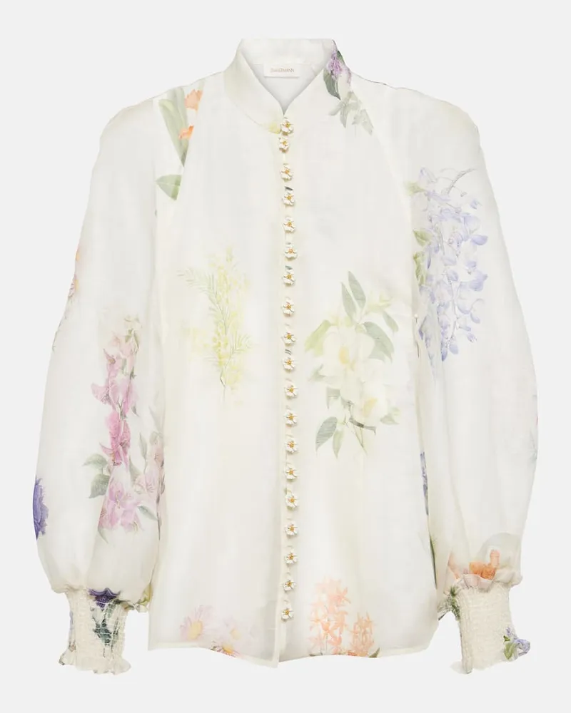 Zimmermann Bluse Natura aus Leinen und Seide Weiß