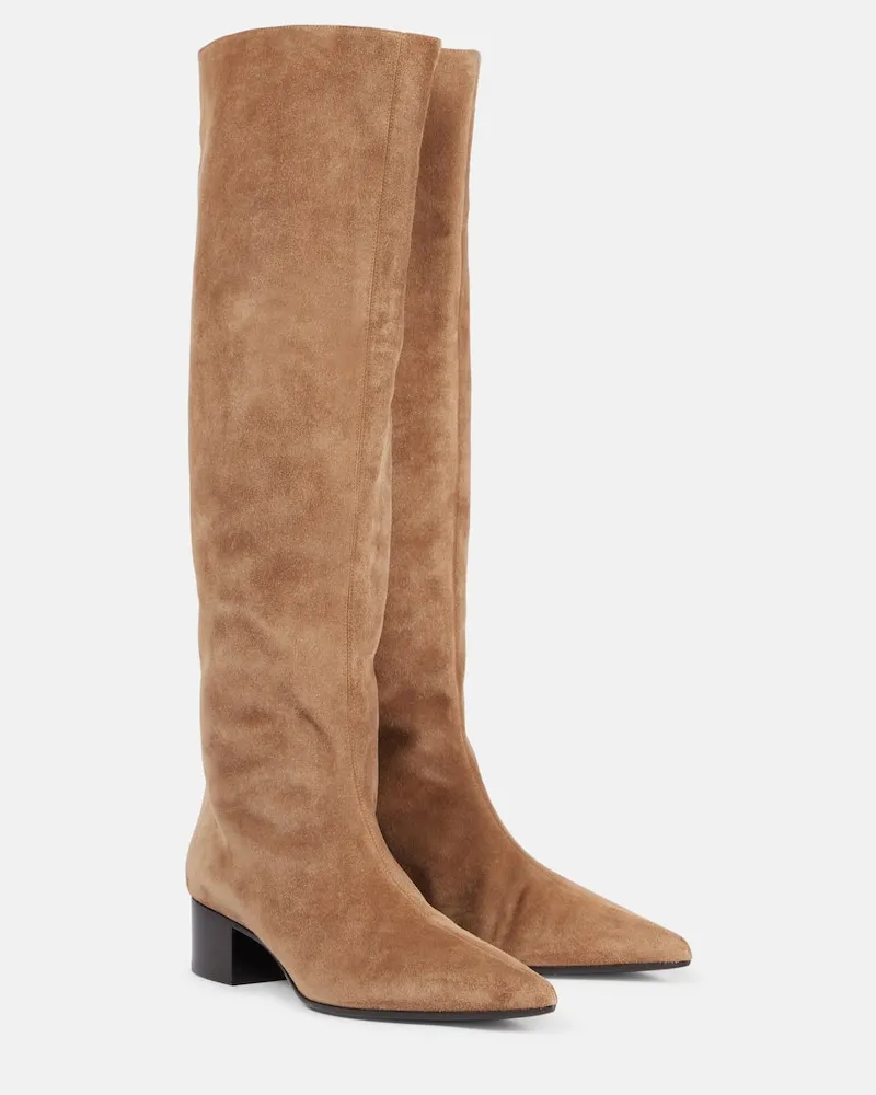 KHAITE Stiefel Andee aus Veloursleder Beige
