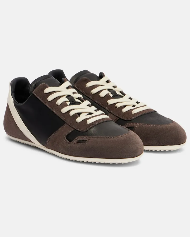Rick Owens Sneakers Minimal aus Leder und Veloursleder Braun