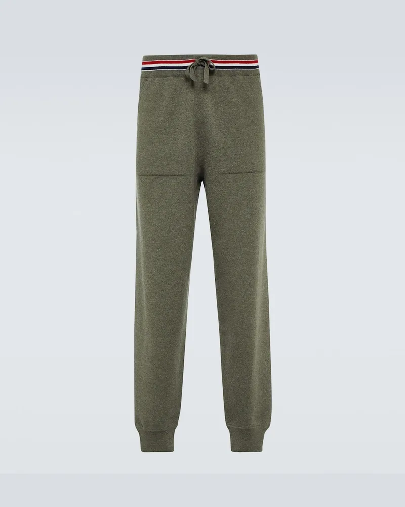 Thom Browne Jogginghose RWB Stripe aus Kaschmir Grün