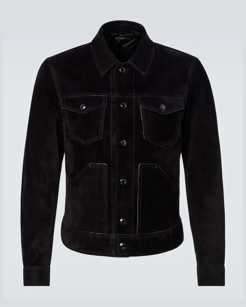 Tom Ford Feldjacke aus Veloursleder Schwarz