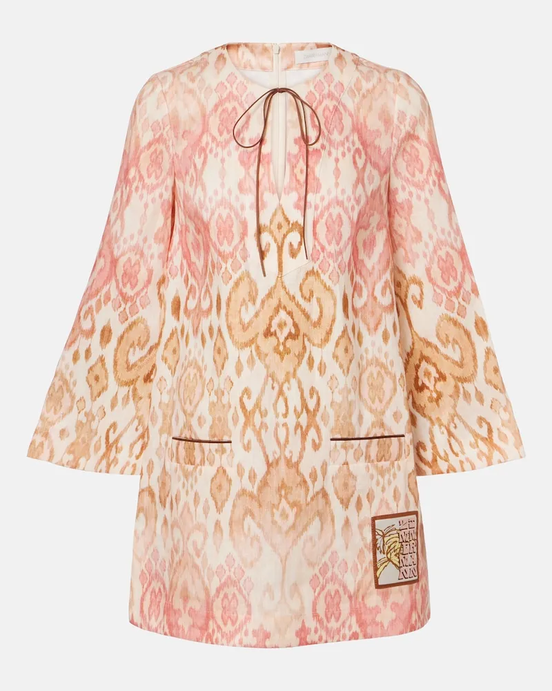 Zimmermann Minikleid Aster aus Leinen Rosa