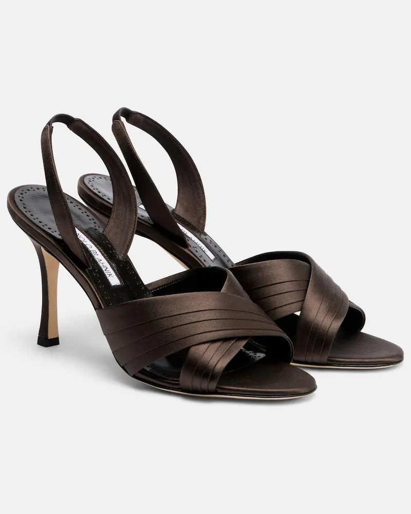 Manolo Blahnik Slingback-Sandalen Viera aus Satin Braun