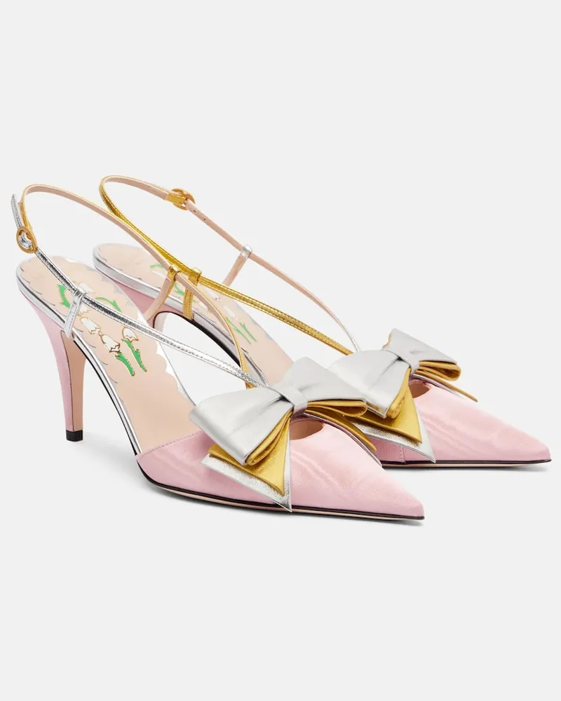 Valentino Garavani Slingback-Pumps Bowow 85 aus Moiré und Leder Rosa