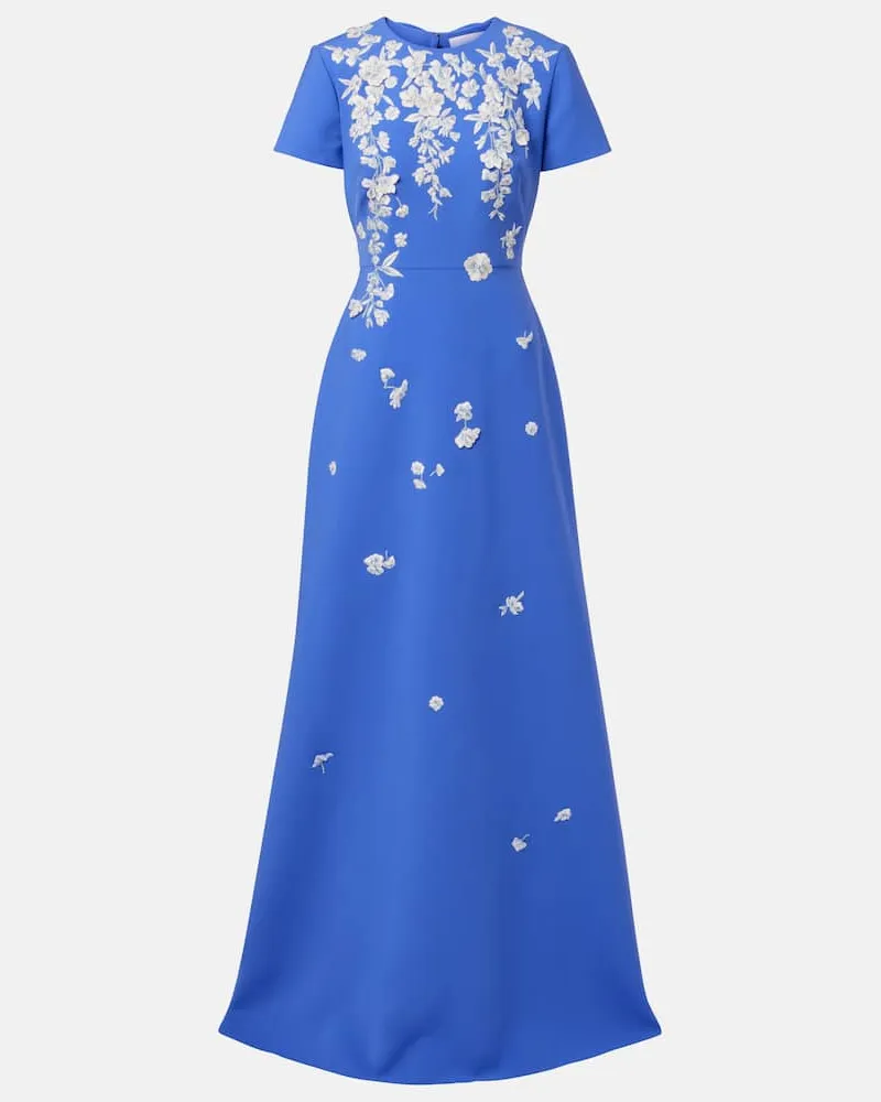 Carolina Herrera New York Bestickte Robe aus Crêpe Blau