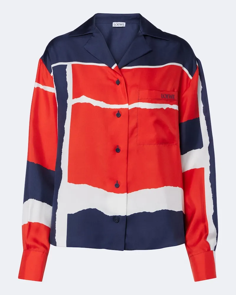 Loewe Bedrucktes Hemd aus Seiden-Twill Rot