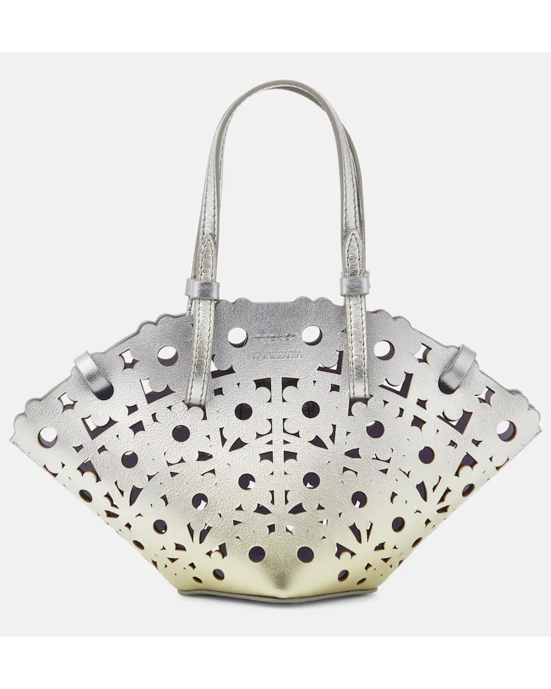 Aquazzura Tote Daisy Mini aus Metallic-Leder Silber