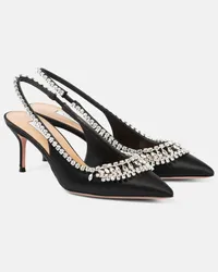 Aquazzura Slingback-Pumps Crystal Crush aus Satin mit Kristallen Schwarz