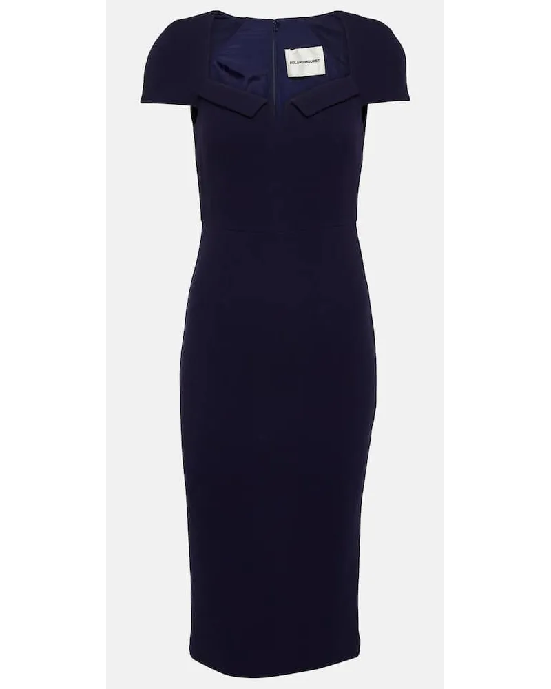 Roland Mouret Midikleid aus Woll-Crepe Blau