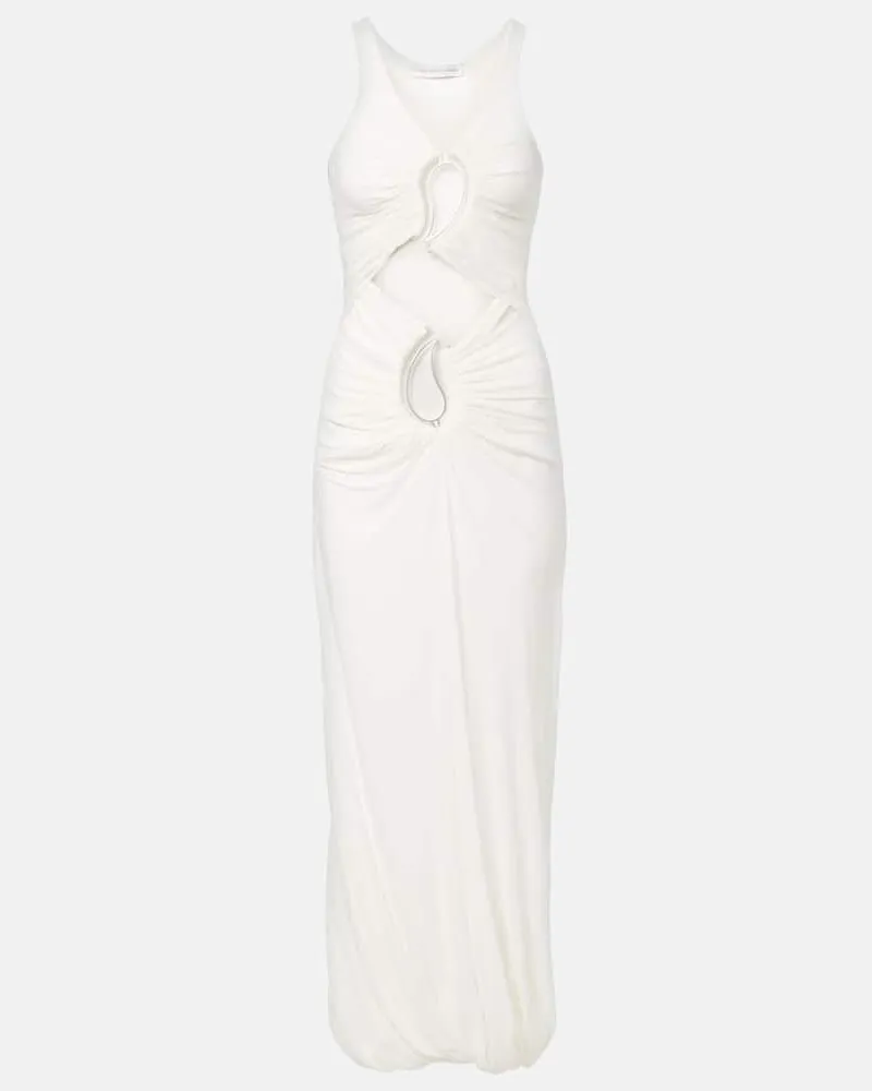 Christopher Esber Maxikleid Paisley Disconnect  aus Jersey Weiß
