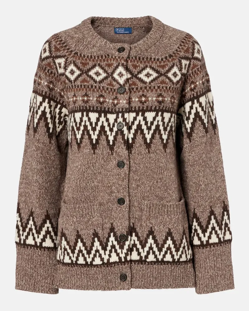 Ralph Lauren Cardigan Fair Isle aus einem Wollgemisch Braun