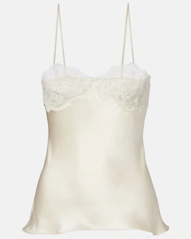 Chloé Chloé Top aus Seidensatin mit Spitze Weiß