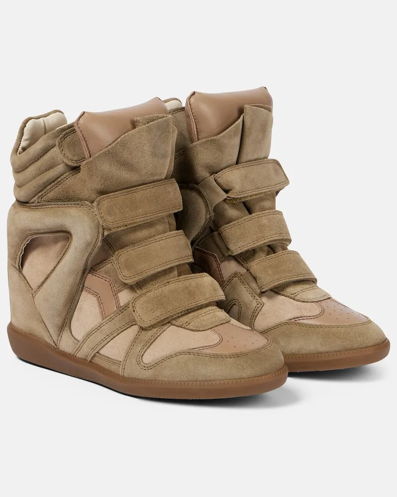 Isabel Marant Wedge-Sneakers Bekett aus Leder und Veloursleder Grün