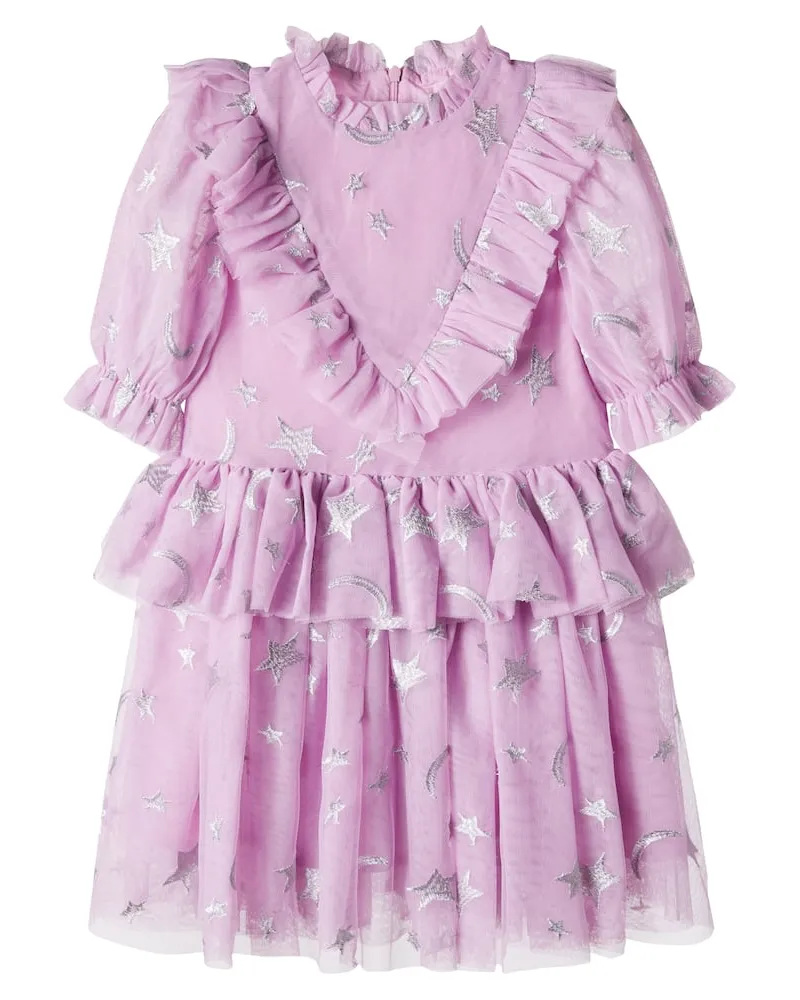 Stella McCartney Kids Besticktes Kleid aus Tüll Lila