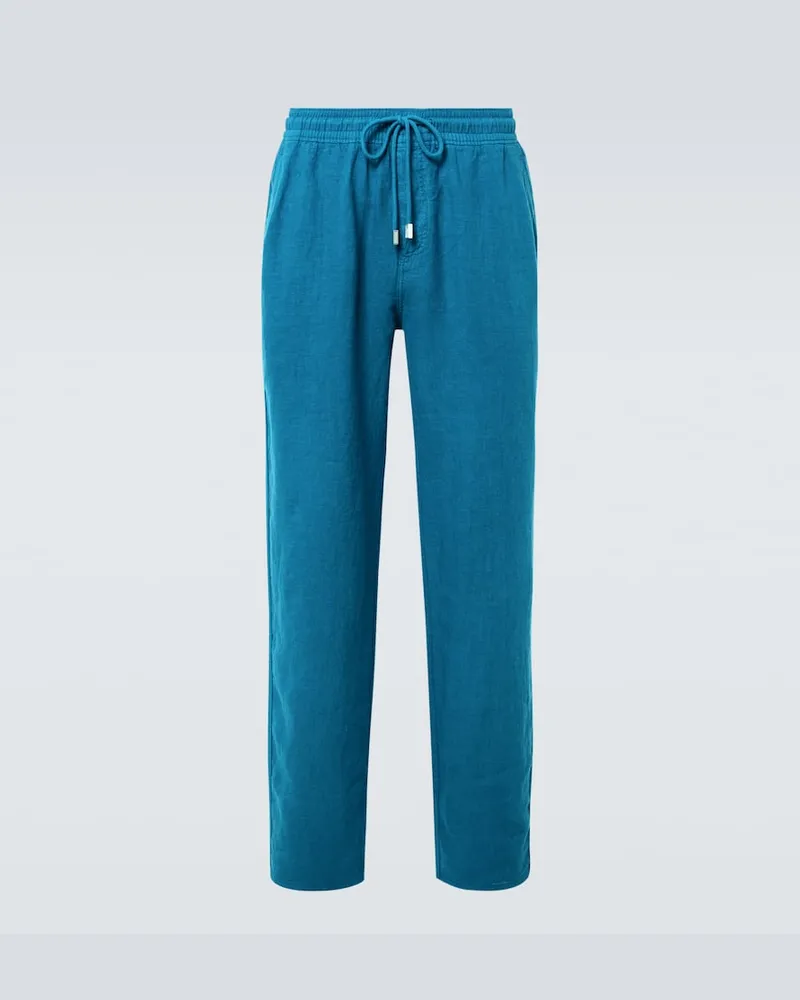 Vilebrequin Weite Hose aus Leinen Blau