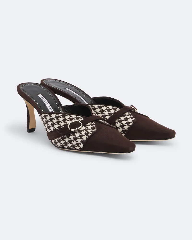 Manolo Blahnik Mules Mircamu aus Veloursleder Braun