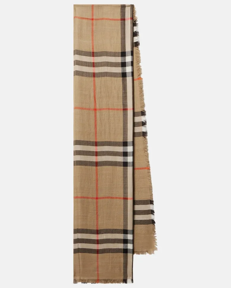 Burberry Schal Burberry Check aus Wolle und Seide Beige