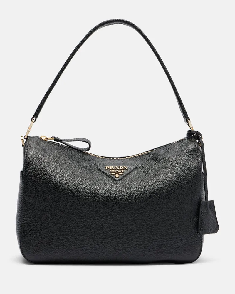 Prada Schultertasche Medium aus Leder Schwarz