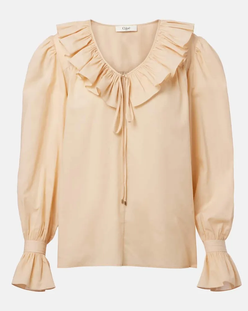 Chloé Chloé Top aus Baumwoll-Voile Beige