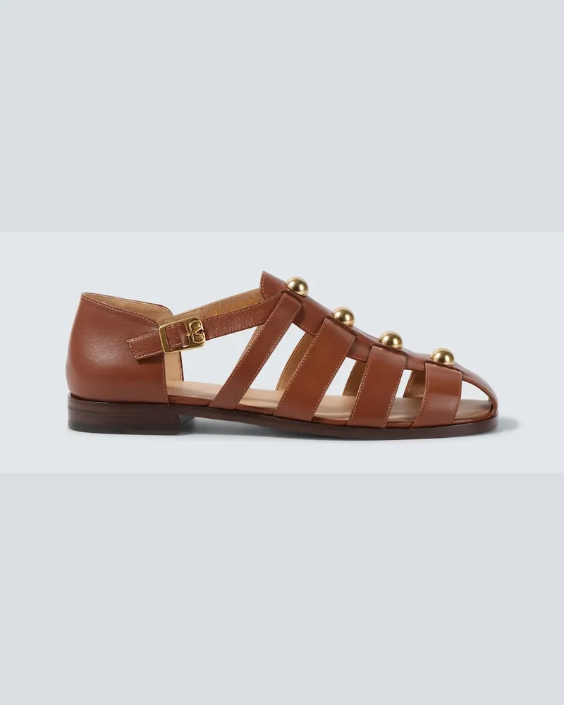 Valentino Garavani Verzierte Sandalen aus Leder Braun